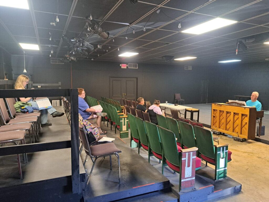 David East playing piano during Cinderella rehearsal at TOB